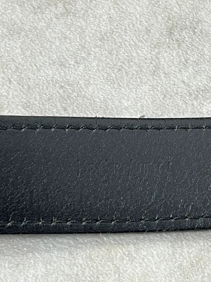 2000s Yves Saint Laurent Small YSL Buckle Black Leather Belt pGLQWDB 7
