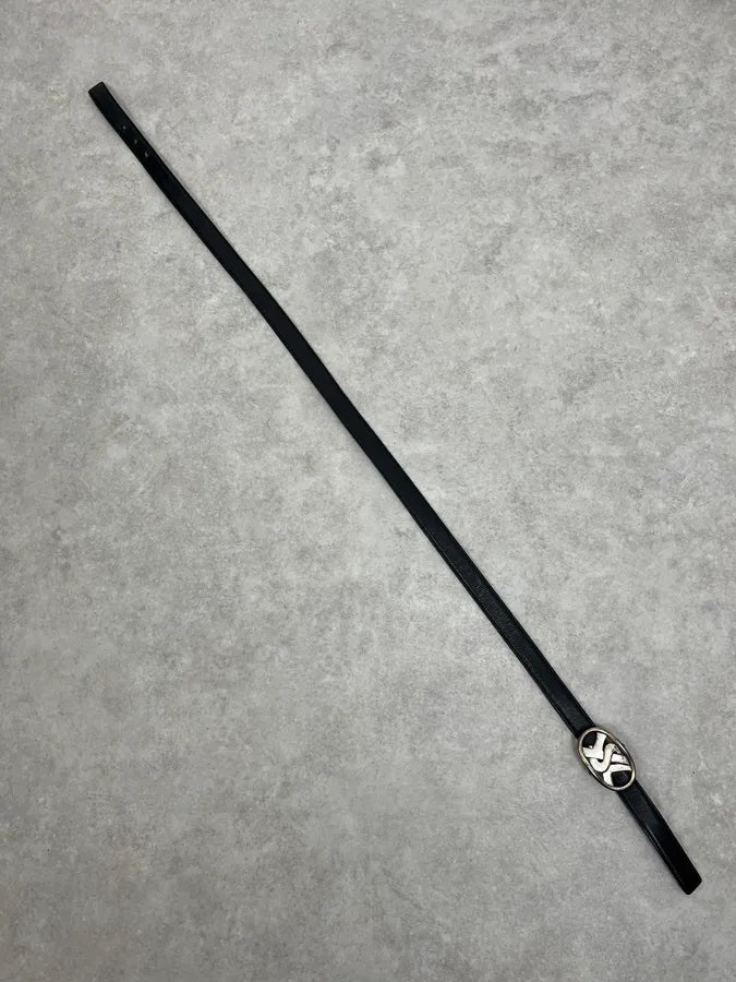 FW2003 Yves Saint Laurent Small YSL Buckle Black Leather Belt pGLQWDB 9