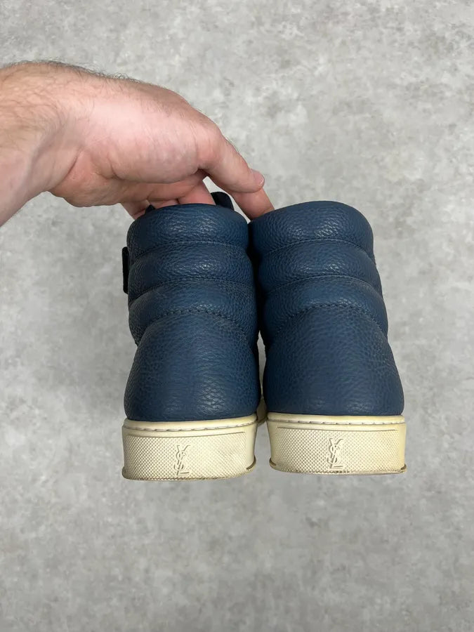 2000s Yves Saint Laurent Suede Leather Blue High Sneakers iZDNJVA 6