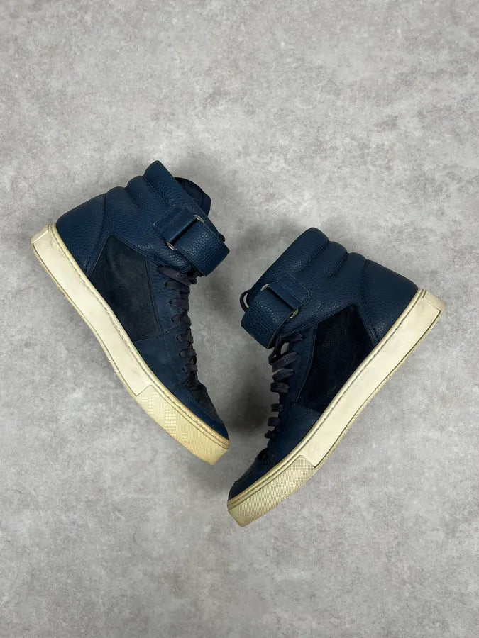 2000s Yves Saint Laurent Suede Leather Blue High Sneakers iZDNJVA 4
