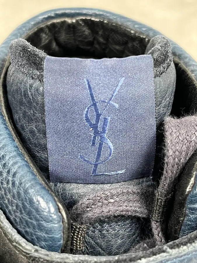 2000s Yves Saint Laurent Suede Leather Blue High Sneakers iZDNJVA 9