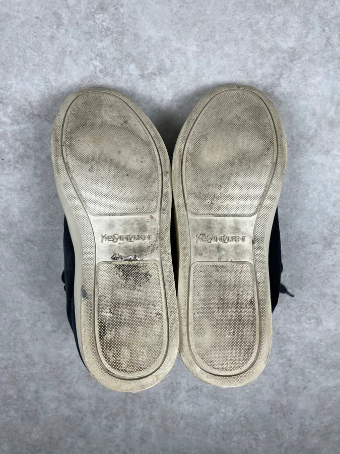 2000s Yves Saint Laurent Suede Leather Blue High Sneakers iZDNJVA 8