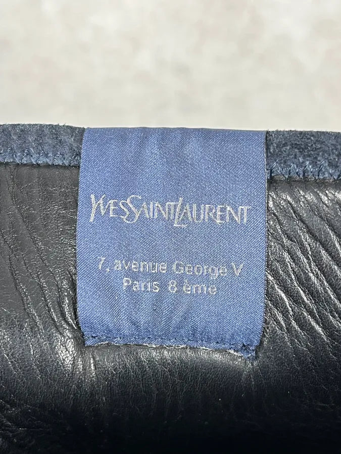 2000s Yves Saint Laurent Suede Leather Blue High Sneakers iZDNJVA 7