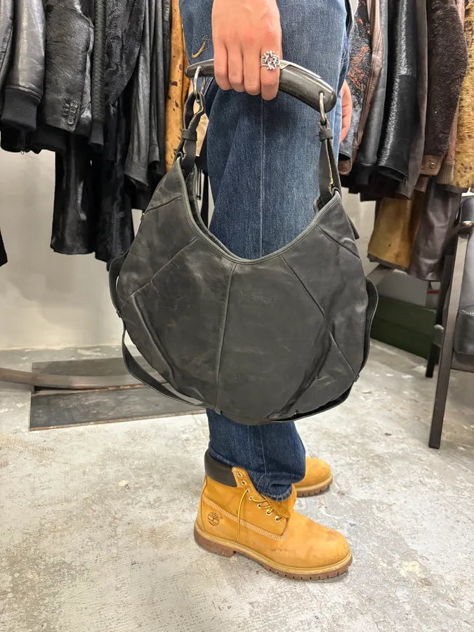 2000s Yves Saint Laurent Tom Ford Mombasa Black Horn Handle Leather Bag (OS) rmvlAMN 1