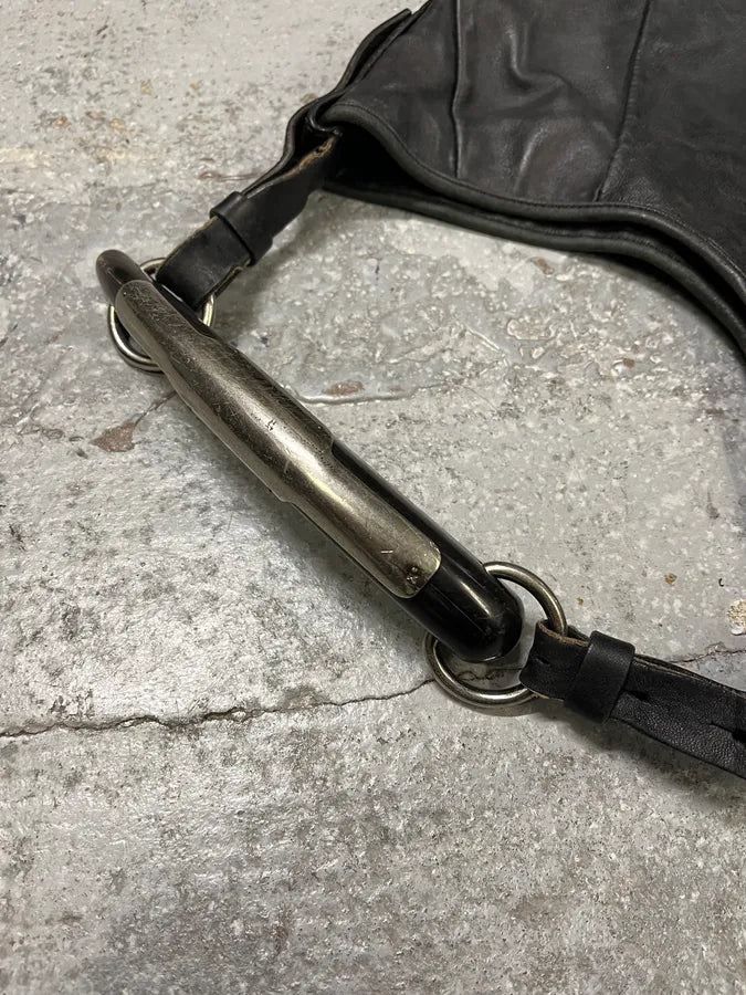 2000s Yves Saint Laurent Tom Ford Mombasa Black Horn Handle Leather Bag (OS) rmvlAMN 3