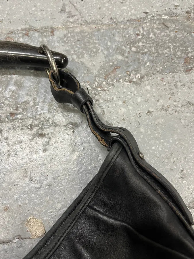 2000s Yves Saint Laurent Tom Ford Mombasa Black Horn Handle Leather Bag (OS) rmvlAMN 6