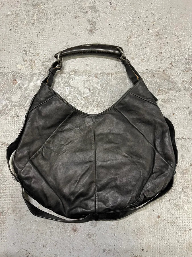 2000s Yves Saint Laurent Tom Ford Mombasa Black Horn Handle Leather Bag (OS) rmvlAMN 8