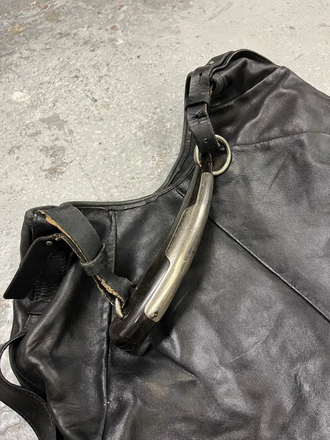 2000s Yves Saint Laurent Tom Ford Mombasa Black Horn Handle Leather Bag (OS) rmvlAMN 9