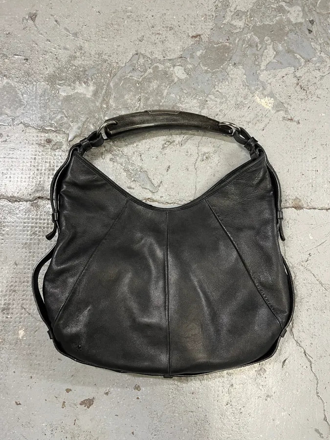 2000s Yves Saint Laurent Tom Ford Mombasa Black Horn Handle Leather Bag (OS) zyQasfm 0