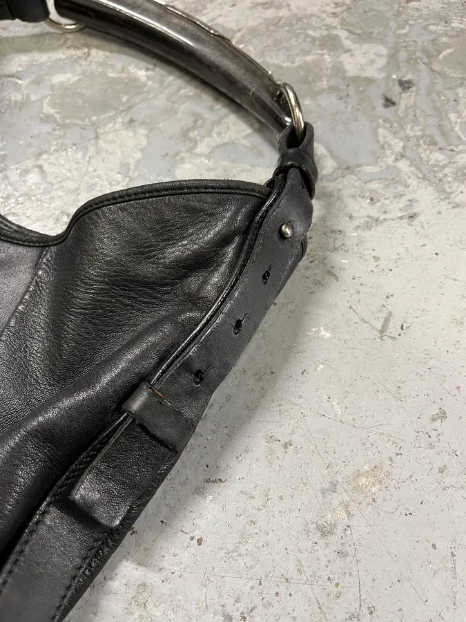 2000s Yves Saint Laurent Tom Ford Mombasa Black Horn Handle Leather Bag (OS) zyQasfm 11