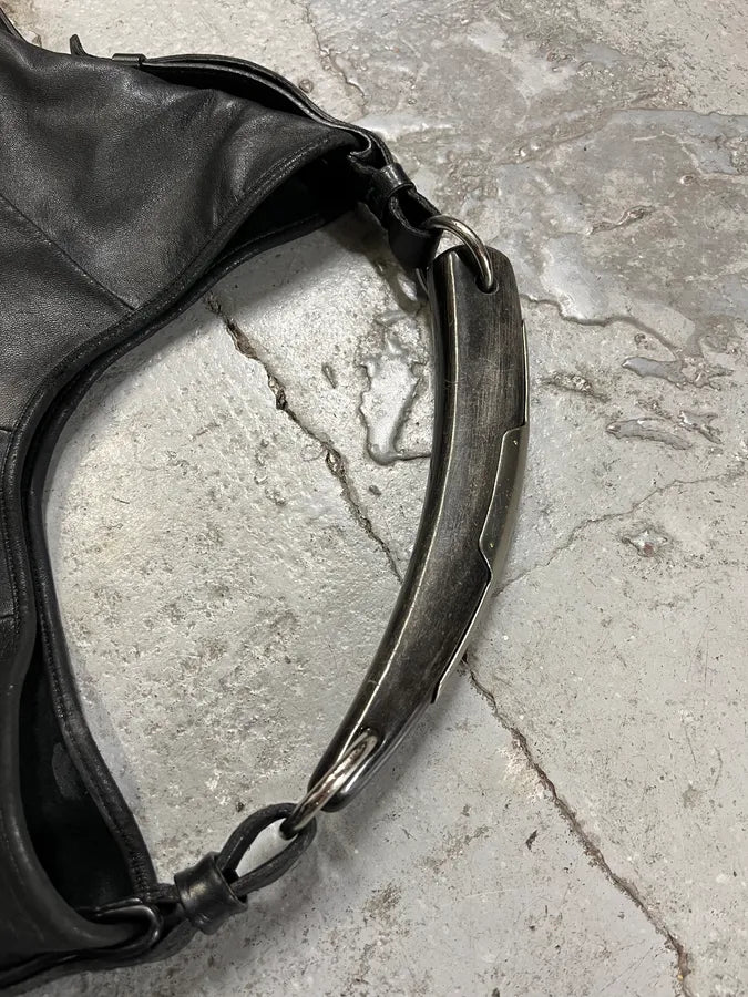 2000s Yves Saint Laurent Tom Ford Mombasa Black Horn Handle Leather Bag (OS) zyQasfm 3