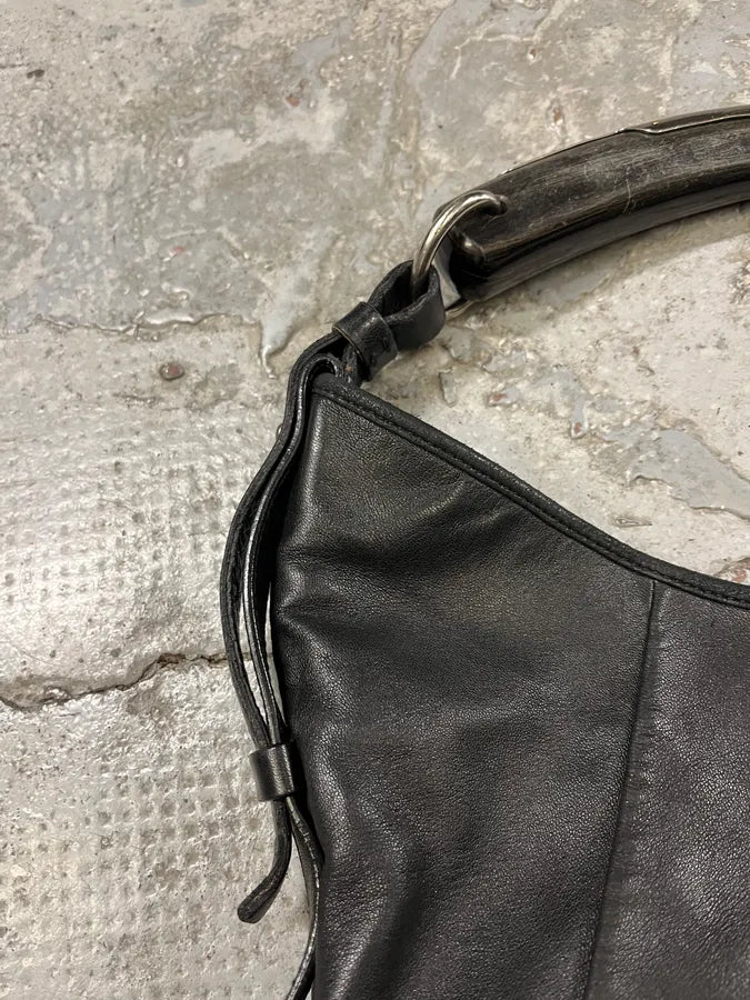 2000s Yves Saint Laurent Tom Ford Mombasa Black Horn Handle Leather Bag (OS) zyQasfm 5