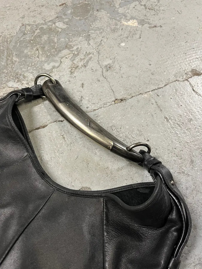 2000s Yves Saint Laurent Tom Ford Mombasa Black Horn Handle Leather Bag (OS) zyQasfm 7