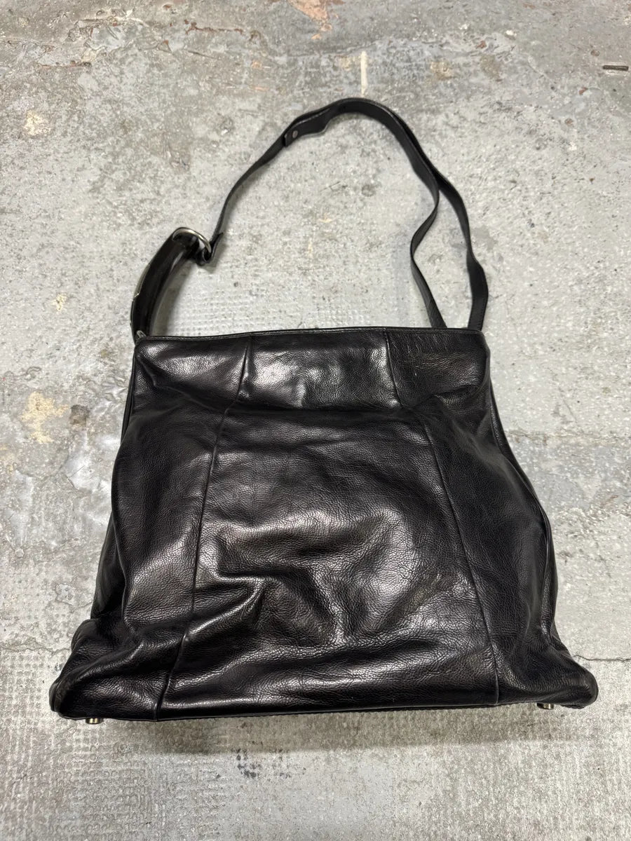 2000s Yves Saint Laurent Tom Ford Mombasa Dark Horn Handle Black Leather Shoulder Bag (OS) BIvSZDt 1