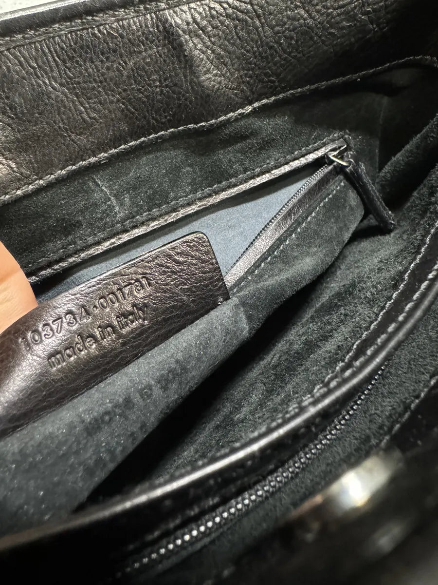 2000s Yves Saint Laurent Tom Ford Mombasa Dark Horn Handle Black Leather Shoulder Bag (OS) BIvSZDt 11