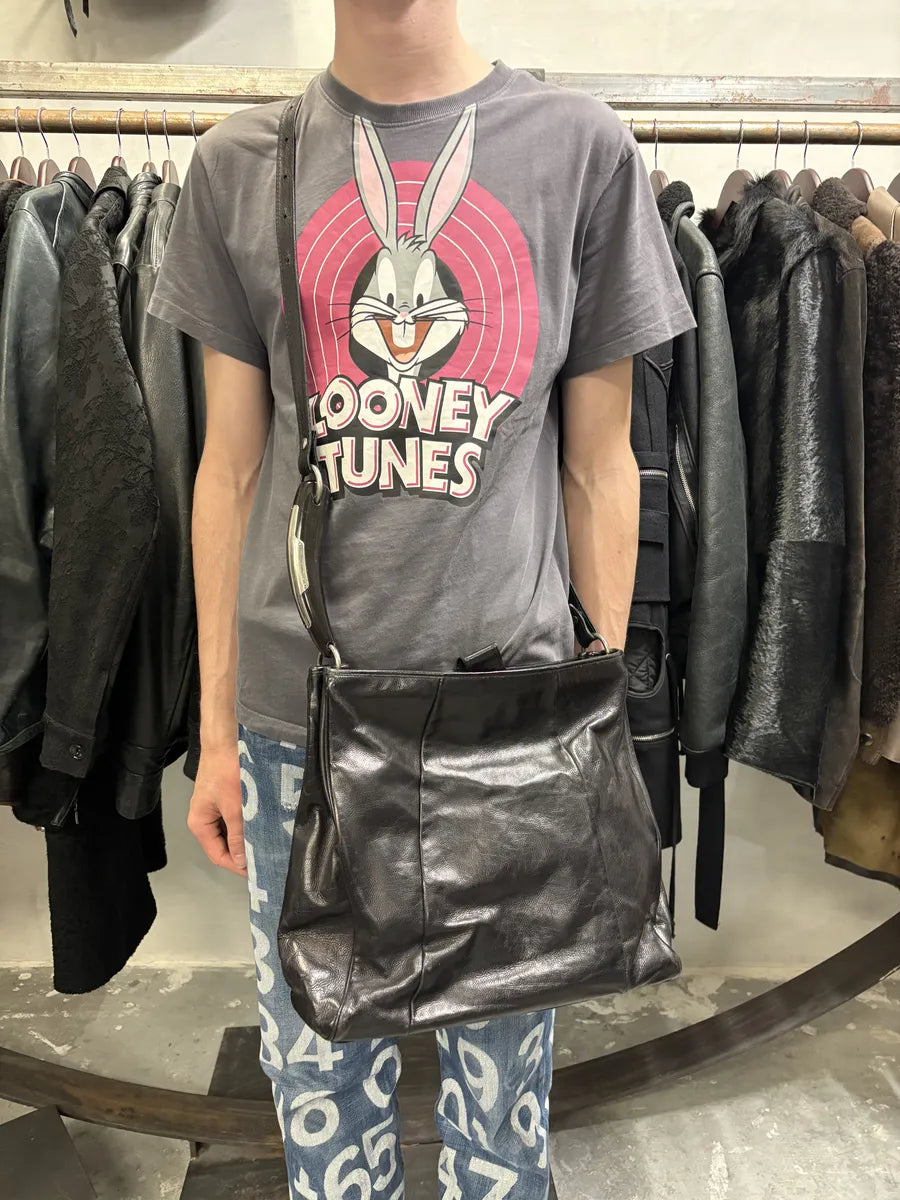 2000s Yves Saint Laurent Tom Ford Mombasa Dark Horn Handle Black Leather Shoulder Bag (OS) BIvSZDt 2