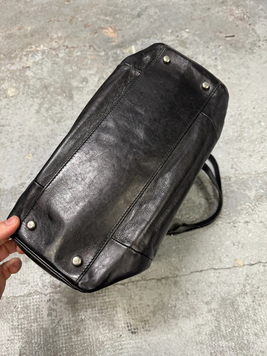 2000s Yves Saint Laurent Tom Ford Mombasa Dark Horn Handle Black Leather Shoulder Bag (OS) BIvSZDt 6