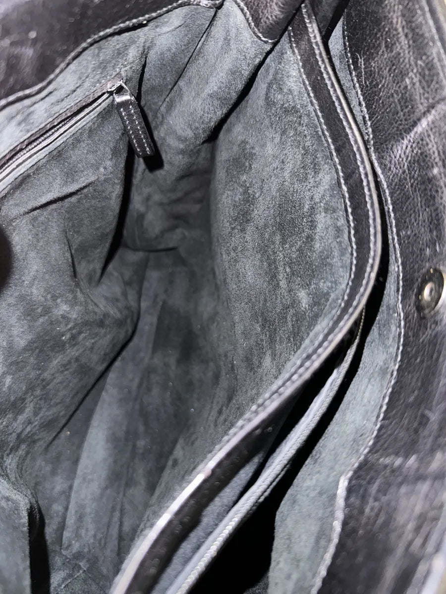 2000s Yves Saint Laurent Tom Ford Mombasa Dark Horn Handle Black Leather Shoulder Bag (OS) BIvSZDt 8