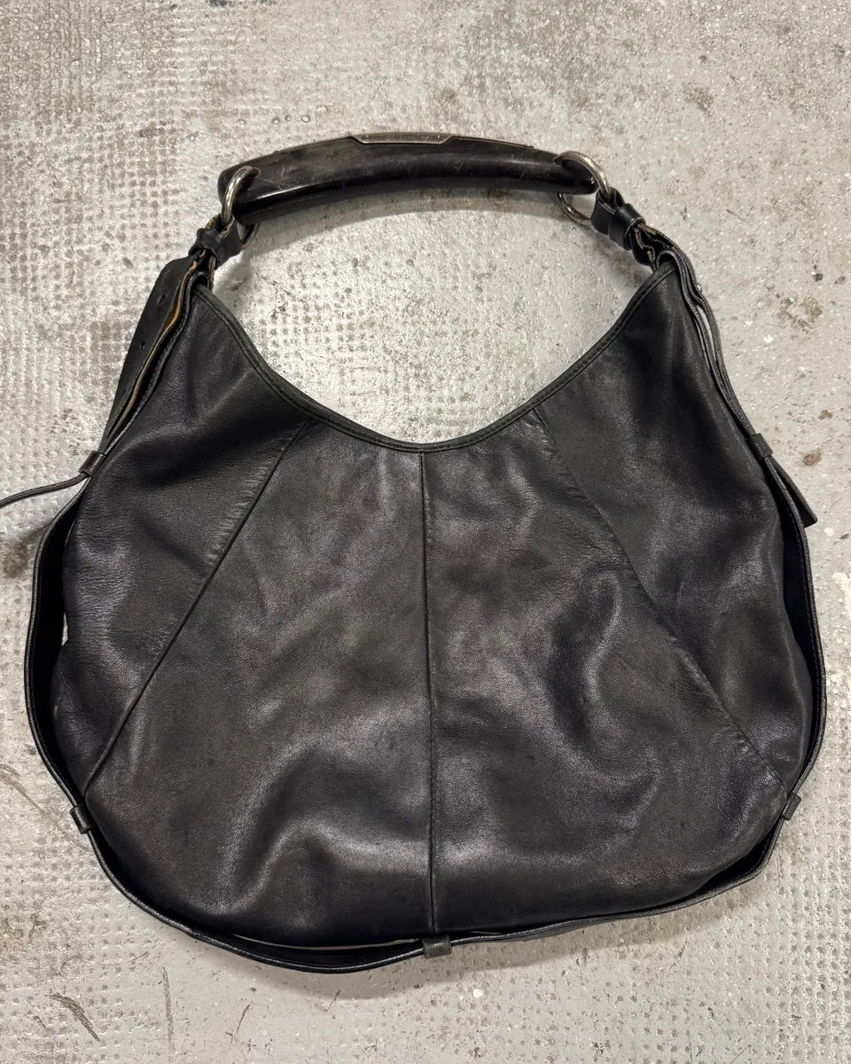 2000s Yves Saint Laurent Tom Ford Mombasa Horn Black Leather Handle Bag (OS) kdheiQF 0