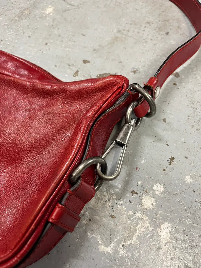 2000s Yves Saint Laurent Tom Ford Mombasa Red Leather Organic Horn Shoulder Bag OZEOlGX 5