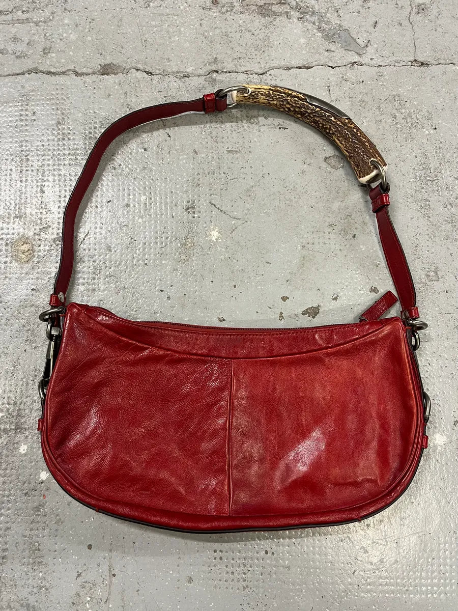 2000s Yves Saint Laurent Tom Ford Mombasa Red Leather Organic Horn Shoulder Bag OZEOlGX 7