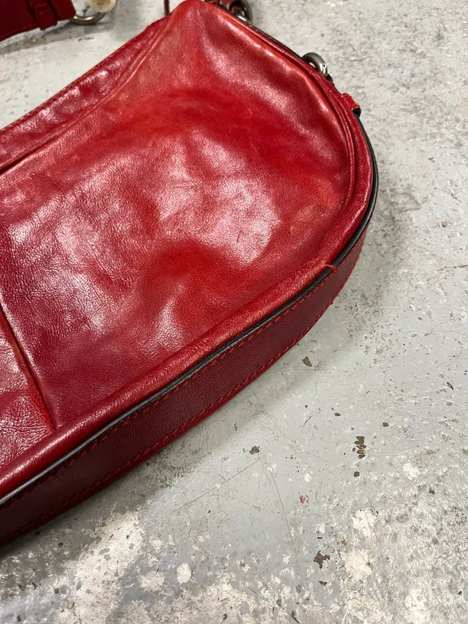 2000s Yves Saint Laurent Tom Ford Mombasa Red Leather Organic Horn Shoulder Bag OZEOlGX 8