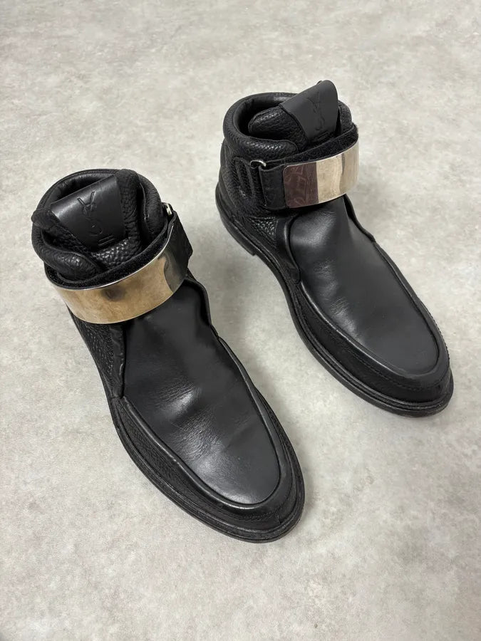 2000s Yves Saint Laurent Velcro Black Leather Shoes hHCugHs 3