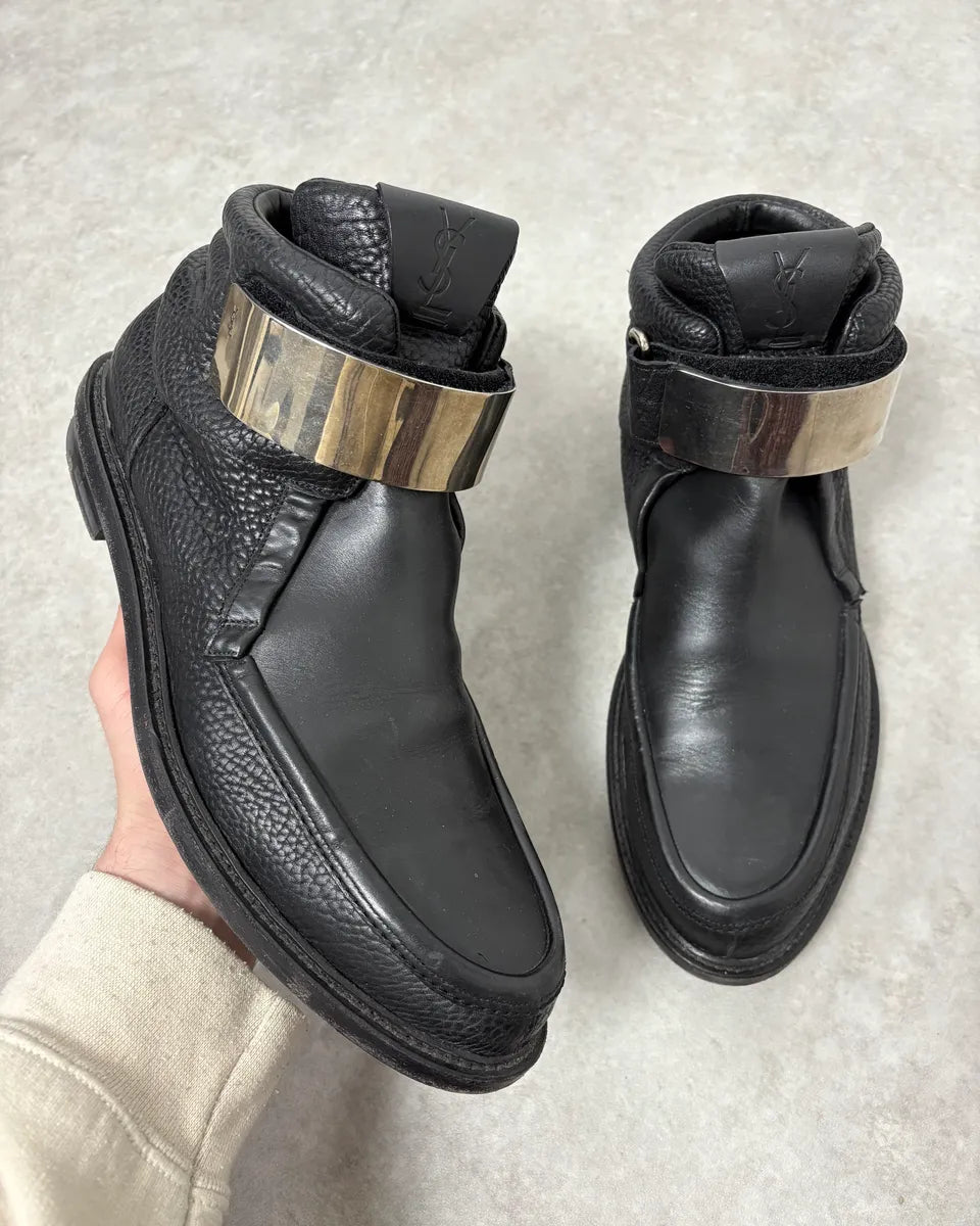 2000s Yves Saint Laurent Velcro Black Leather Shoes hHCugHs 0