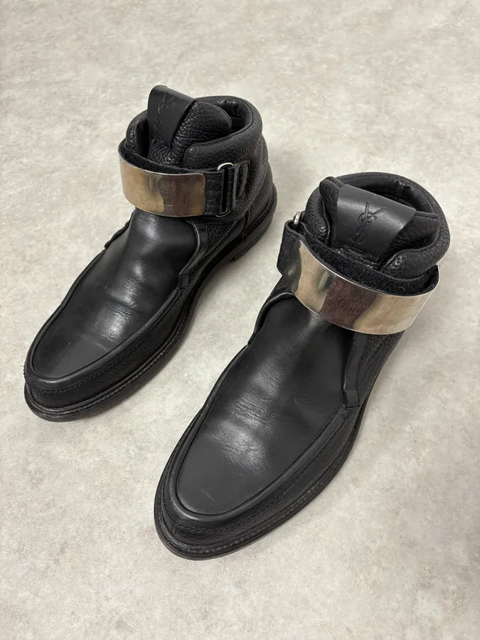 2000s Yves Saint Laurent Velcro Black Leather Shoes hHCugHs 2