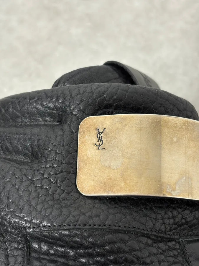 2000s Yves Saint Laurent Velcro Black Leather Shoes hHCugHs 8