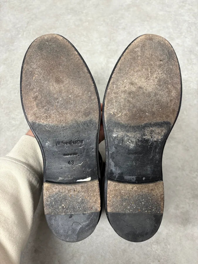 2000s Yves Saint Laurent Velcro Black Leather Shoes hHCugHs 9