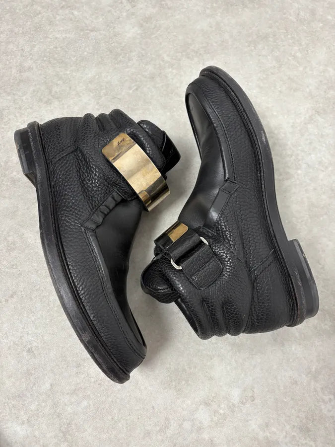 2000s Yves Saint Laurent Velcro Black Leather Shoes hHCugHs 5