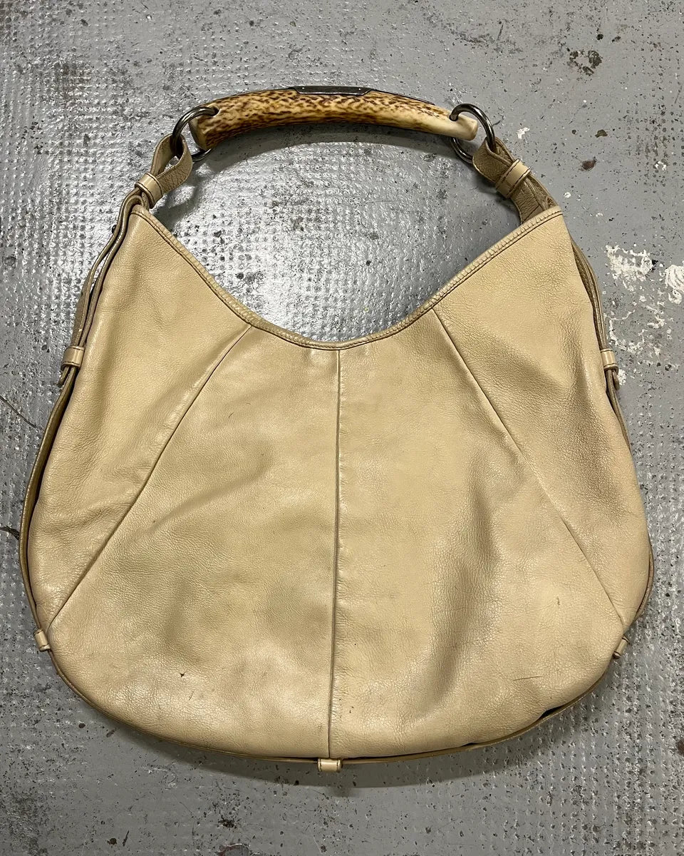 2000s Yves Saint Laurent White Leather Mombasa Hobo Bag roqCNhJ 6