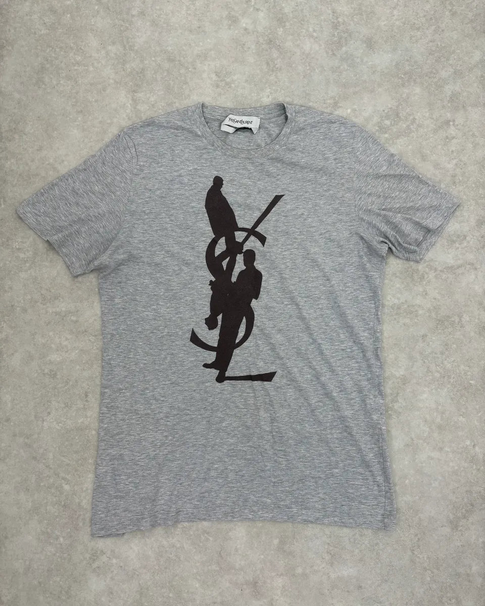 2000s Yves Saint Laurent YSL Shadow Grey T-Shirt kgLHzNN 0