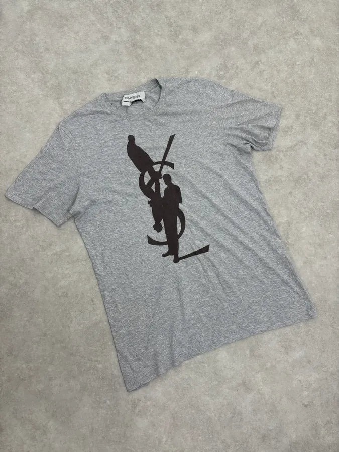 2000s Yves Saint Laurent YSL Shadow Grey T-Shirt kgLHzNN 3