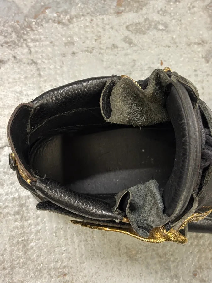 2000s Zanotti Golden Eagle Zip Black Leather High Sneakers RjOtbbT 9