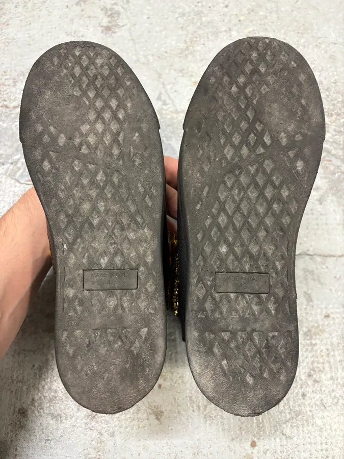 2000s Zanotti Golden Eagle Zip Black Leather High Sneakers RjOtbbT 8