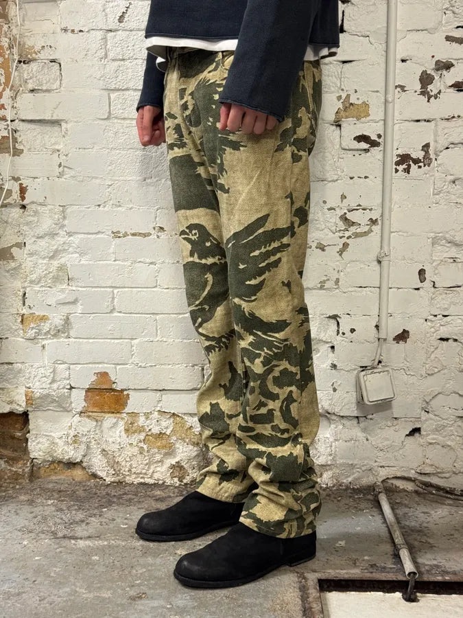 AW2001 Roberto Cavalli Beige Bird Astro Pants DRQBKPD 2