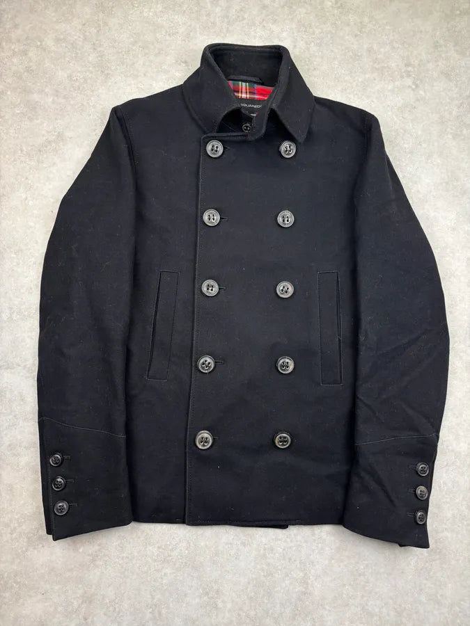 AW2008 Dsquared2 Black Wool Double-Breasted Coat aFqZYTe 0