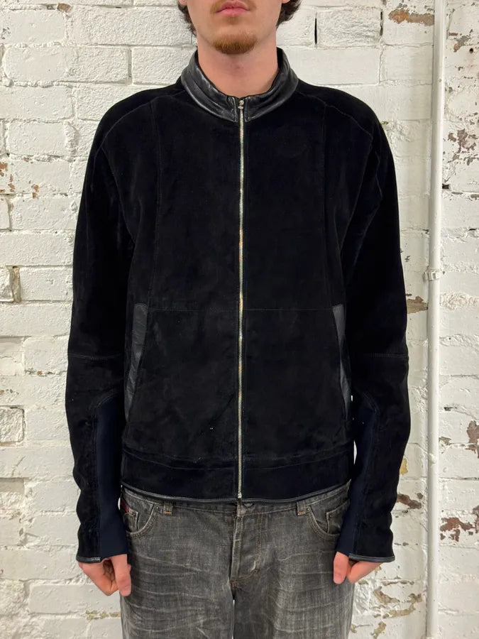 AW2004 Yves Saint Laurent Black Suede Leather Jacket by Stefano Pilati mVizmGf 1