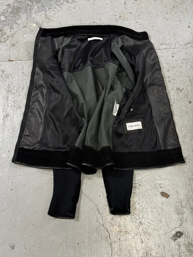 AW2004 Yves Saint Laurent Black Suede Leather Jacket by Stefano Pilati mVizmGf 6