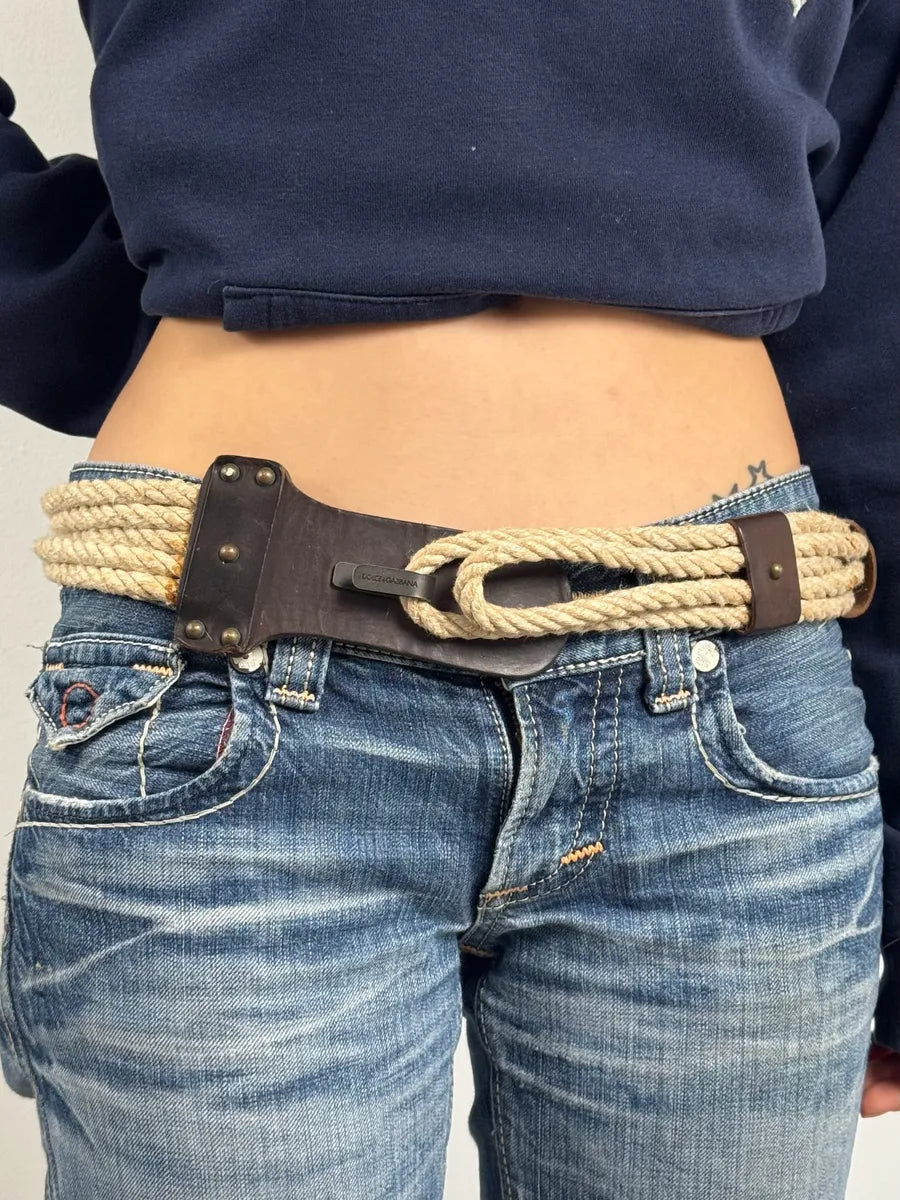 2002 Dolce & Gabbana Medieval Beige Rope Belt tkwYrmP 0