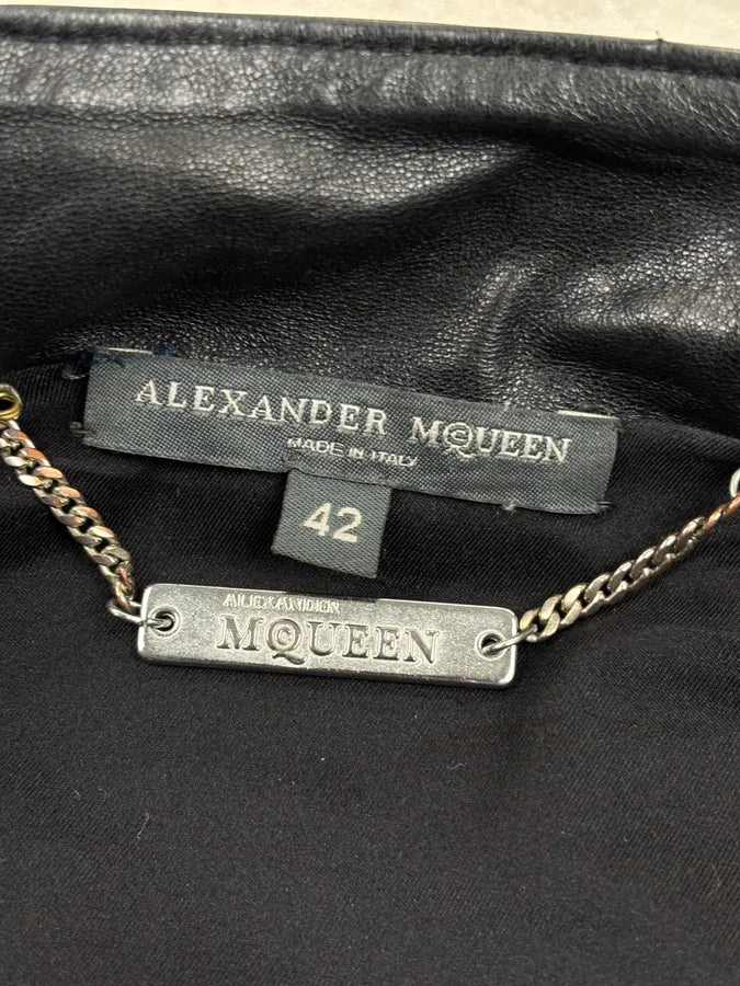 AW2003 Alexander McQueen Scanners Straps Black Leather Jacket dVXrtKt 11