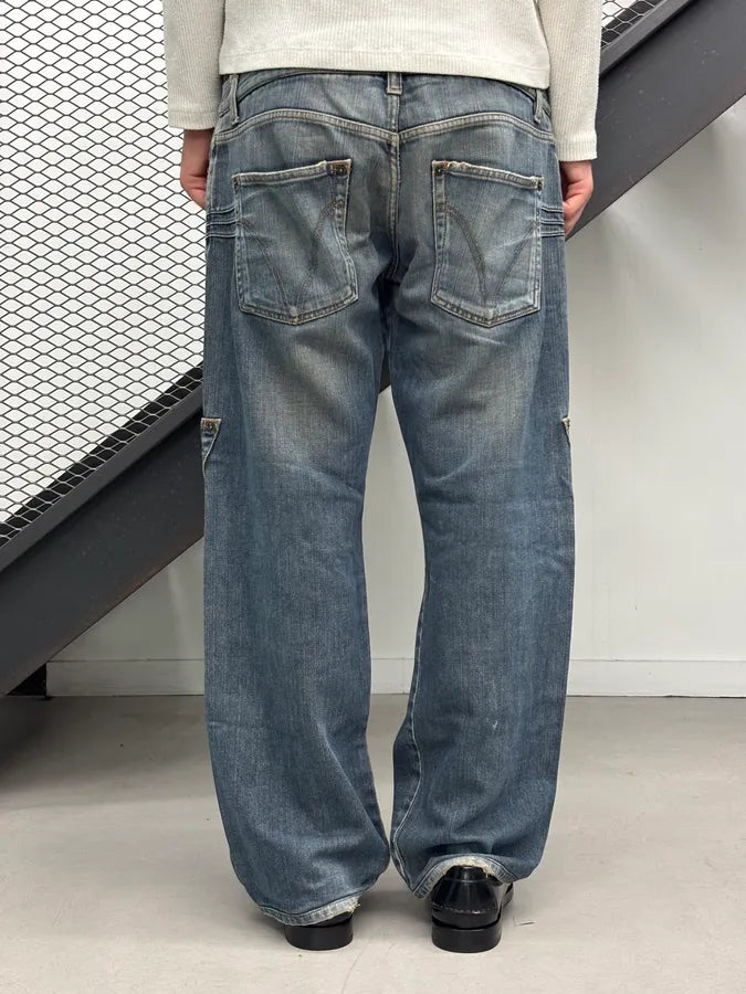 AW2003 Dolce & Gabbana Blue Denim Double Waisted Cargo Jeans qcnVpmS 2