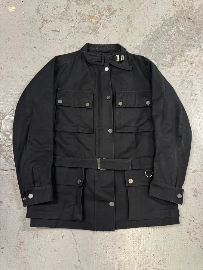 2003 Gucci Black Multi Pockets Belted Long Jacket eBUIpQd 0