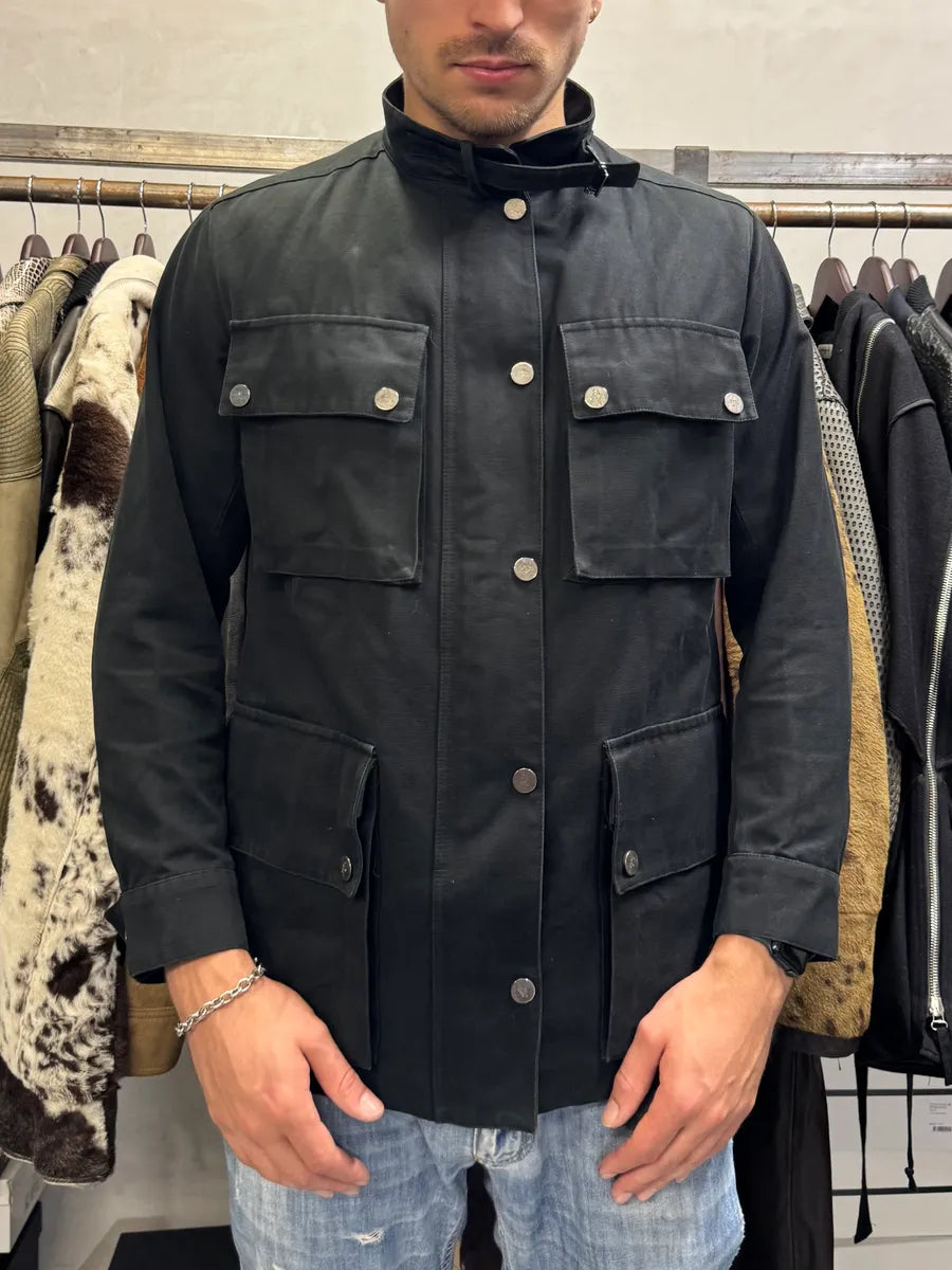 2003 Gucci Black Multi Pockets Belted Long Jacket eBUIpQd 1