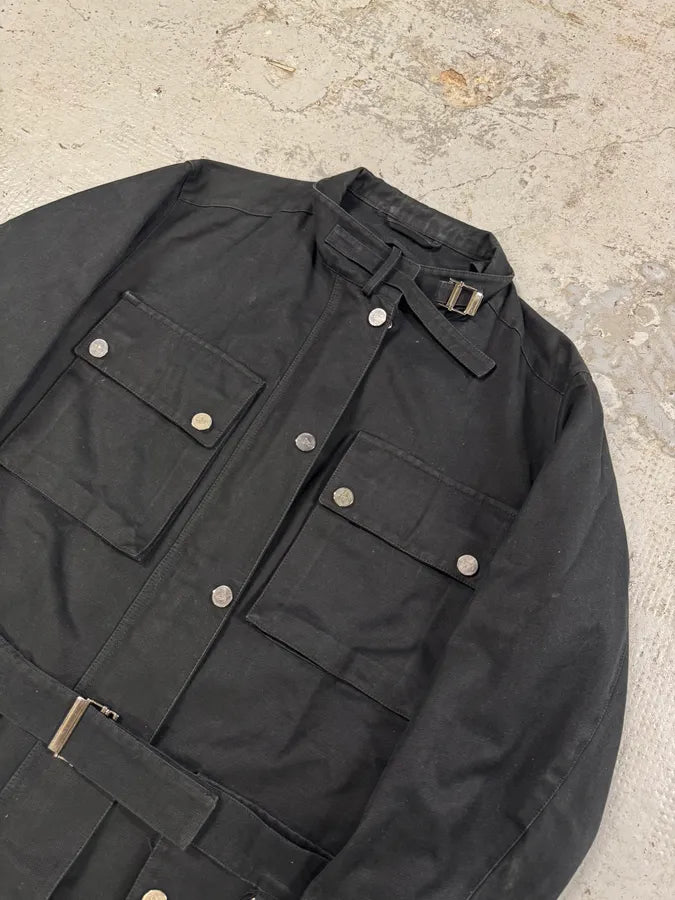 2003 Gucci Black Multi Pockets Belted Long Jacket eBUIpQd 4