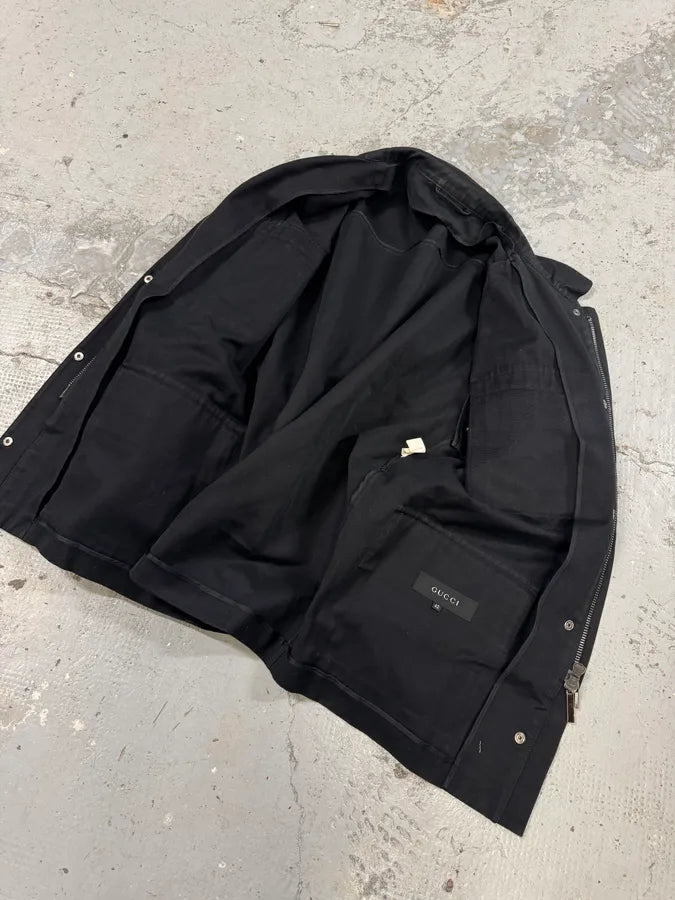 2003 Gucci Black Multi Pockets Belted Long Jacket eBUIpQd 5