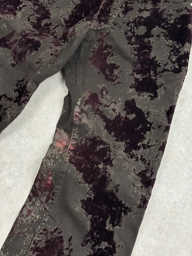 AW2003 Versace Dark Green Red Blood Velvet Distressed Jeans WZWnrAH 10