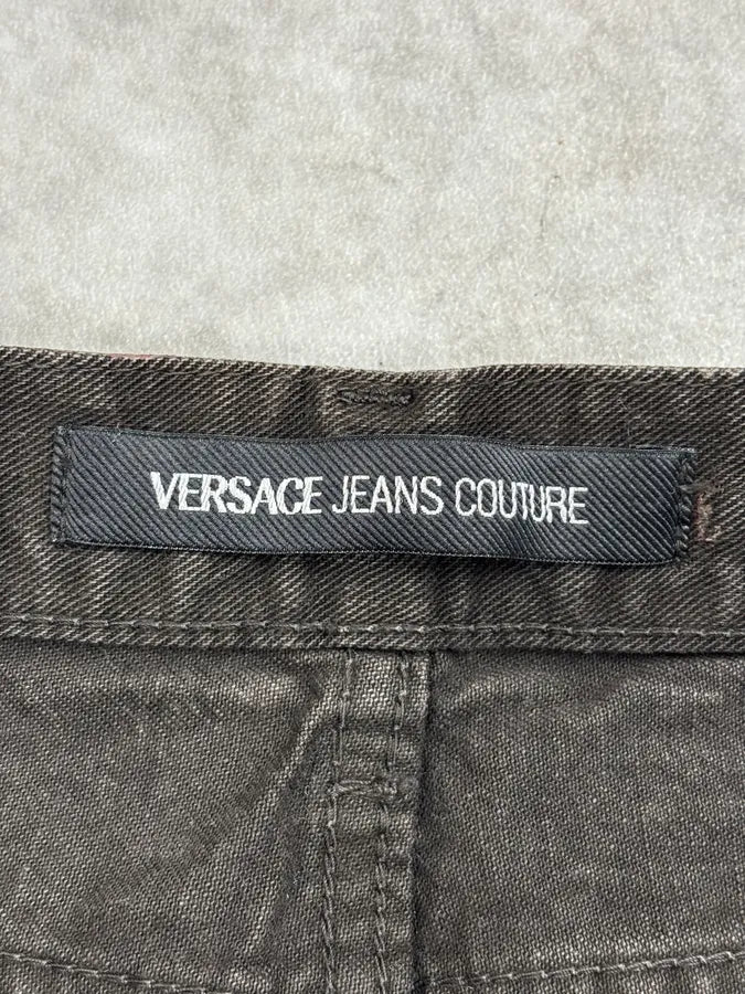 AW2003 Versace Dark Green Red Blood Velvet Distressed Jeans WZWnrAH 11
